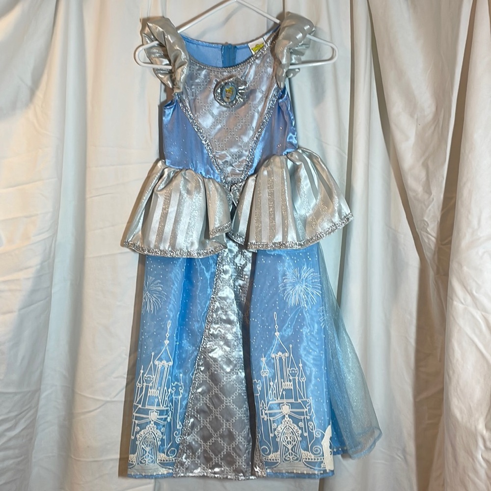 Cinderella costume, size S (4-6X), light blue and silver